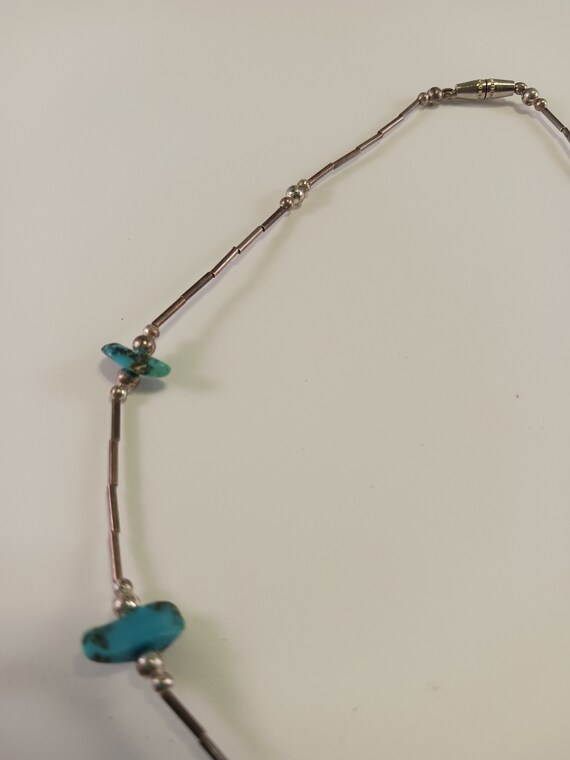 Vintage Silver and Turquoise Necklace, Late 1960'… - image 5