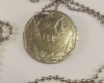 Portugal Coin Necklace, Pendant Necklace, Year 1988, # 8