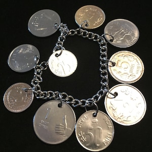 India Coin Bracelet, Charm Bracelet, Years 1987 to 2016, #2-280