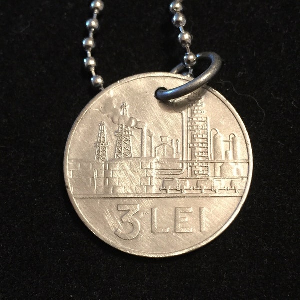 Romania Coin Necklace, Pendant Necklace, year 1963