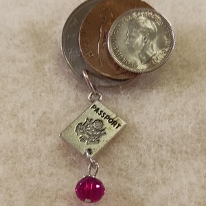 England Coin Pin with Charm and Crystal Dangles, # 6-17