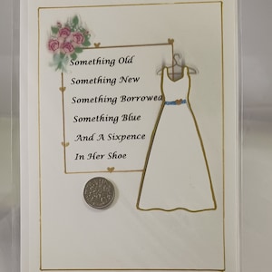 Wedding Poem and Sixpence Coin for the Bride, Card and Envelope