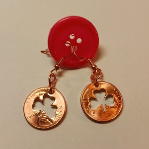 3 Leaf Clover Cut-out Penny Earrings, United States Coins, # 11