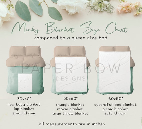 Minky Blanket Size Chart Blanket Product and Size Info Instant Digital Download Velveteen Blanket Size Chart Add to your listing
