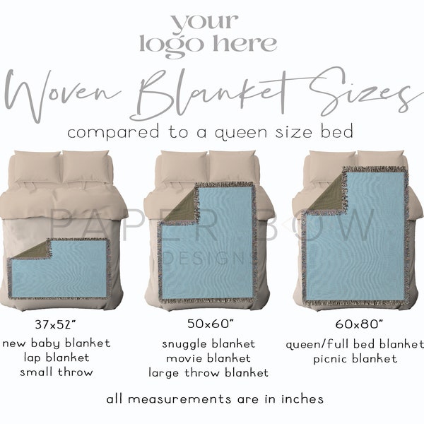 Woven Blanket Size Chart, Blanket Product and Size Info, Digital Download, Enhance Your Listing, Instant Download