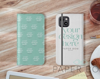 Faux Leather Wallet Phone Case Mockup Bundle, x4 Smart Object, Photoshop File, PSD Mockup, Editable Mock-up