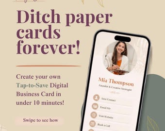 Digital Business Card Canva Template,  Mobile Phone Card with QR Code