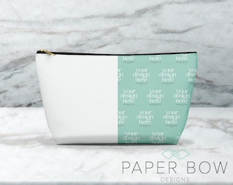 T-bottom Accessory Pouch Mockup, Multiple Backgrounds Cosmetic Case PSD Smart Object Mock-up for print on demand seller