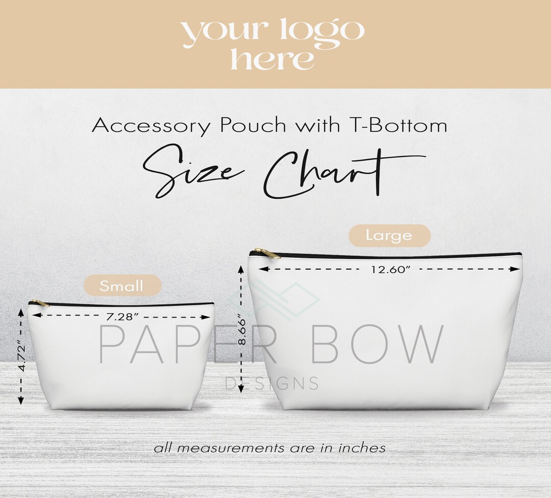 Accessory Pouch Size Chart, Zipper Pouch Size Info, Instant Digital