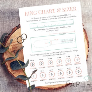 Printable Ring Size Chart, Ring Sizer Tool, Find Your Ring Size