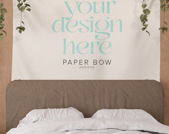 Mockup di arazzi per camera da letto neutro, file Photoshop, mockup PSD, venditore di arazzi