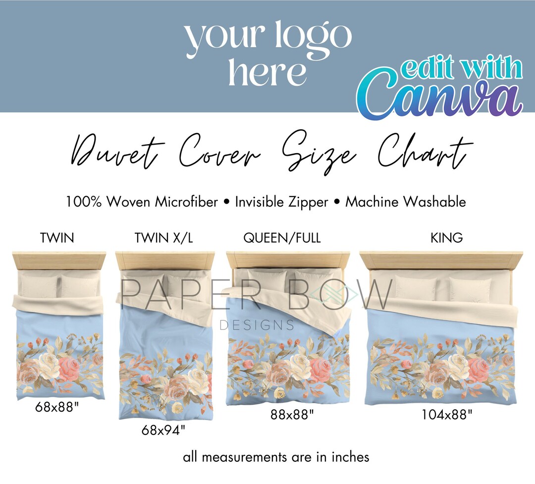 Duvet Cover Size Chart Comforter Size Chart Canva Template Quilt Duvet Cover Size Chart Comforter Size Chart Canva Template Quilt