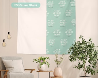Portrait Tapestry Mockup Bundle, x5 Scenes, Photoshop Files, PSD Lifestyle Mock up, Smart Object Editable Mock-ups
