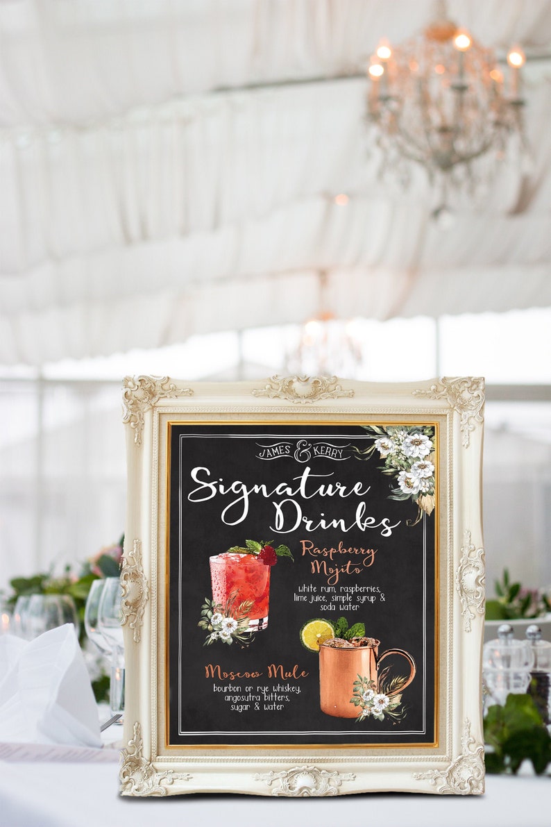 Printable Signature Drinks Chalkboard Cocktail Sign Wedding Etsy