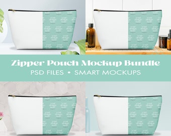 Accessory Pouch Mockup Bundle, Accessory Pouch Mockup, T-Bottom Cosmetics Case Mock Up For online store