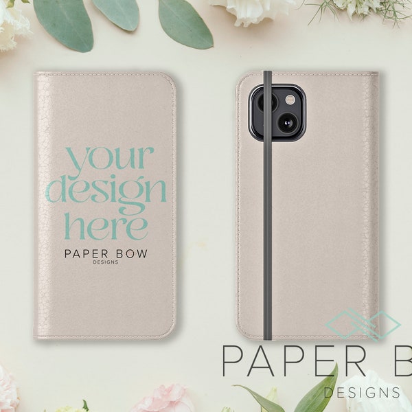 Faux Leather Wallet Phone Case Mockup Smart Object, Photoshop File, PSD Mockup, Editable Mock-up For online store Aesthetic Product Photo