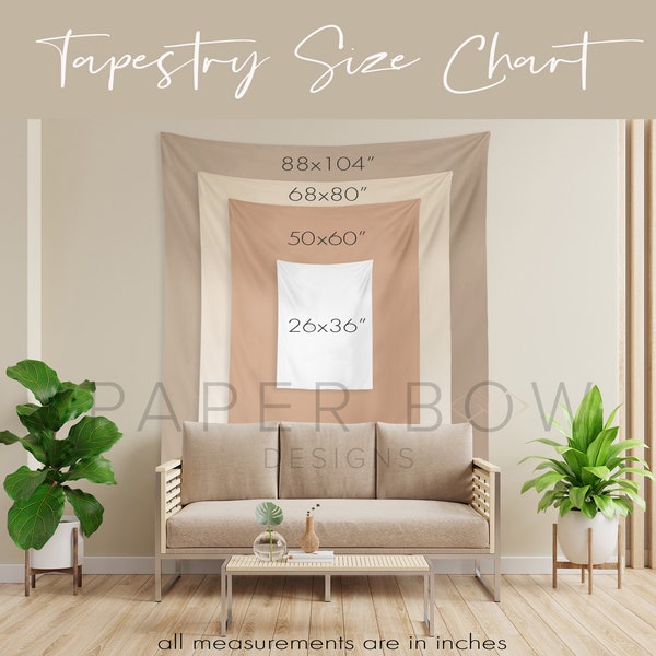 Tapestry Size Chart, Product and Size Info, Digital Download, Enhance Your Listing, Instant Download, Etsy Seller Tools, Choose Your Size