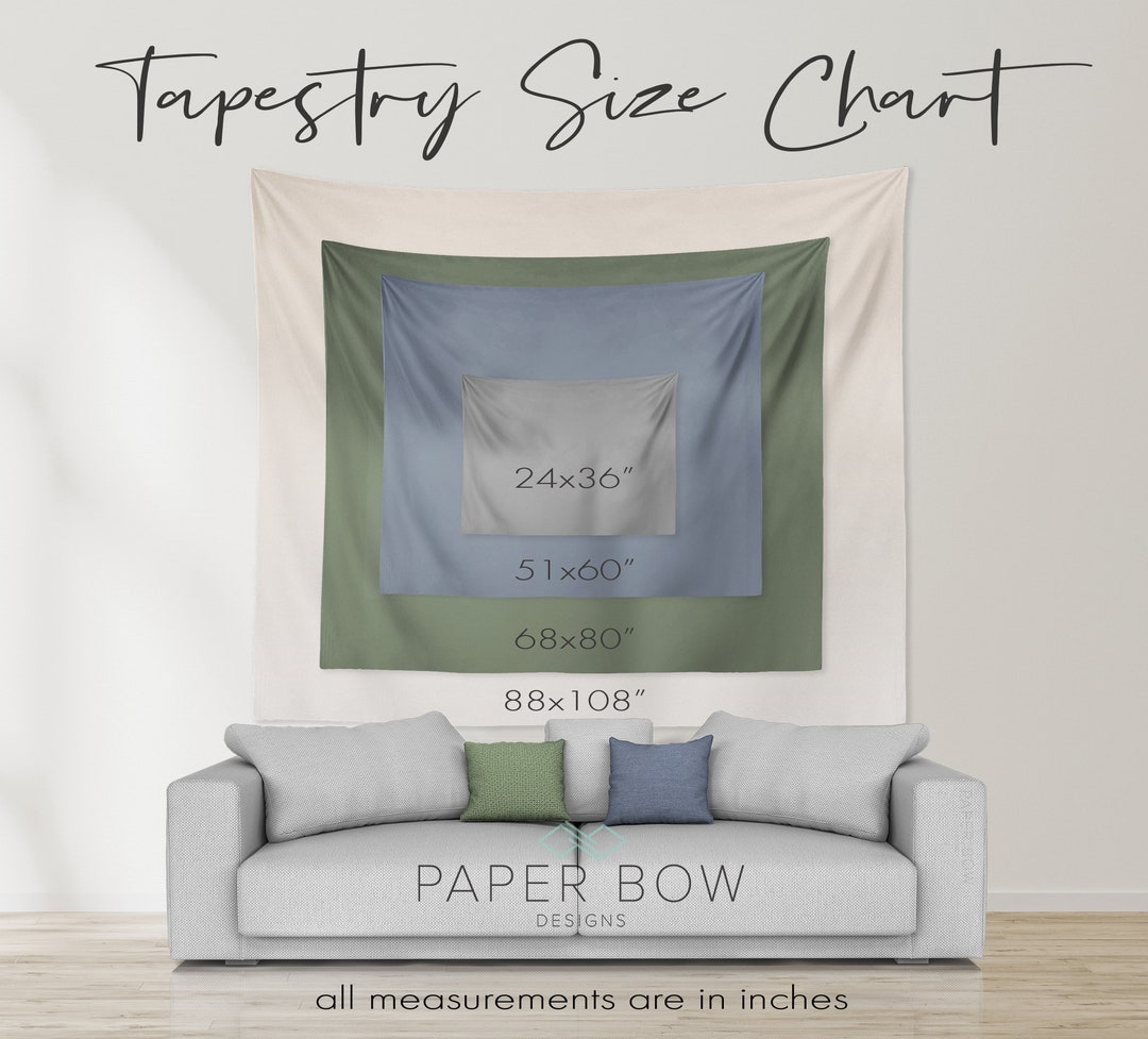 Tapestry Size Chart, Product and Size Info, Digital Download, Enhance 