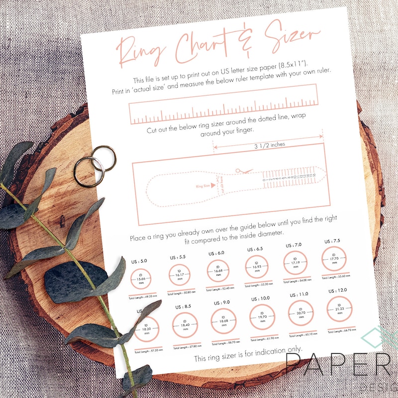 Downloadable Ring Size Chart - Etsy