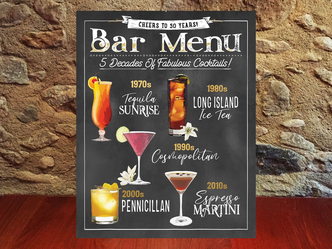 50th-birthday-drinks-menu-5-decades-of-fabulous-cocktails-etsy