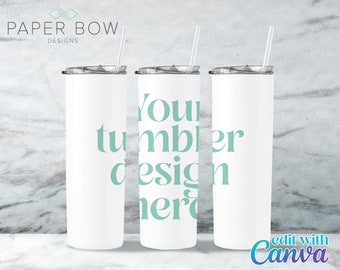 Create your own Stunning Tumbler Design - Canva Editable PNG Tumbler Mock up