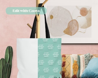 Tote Bag Mockup, All Over Print Canvas Tote Mock up, Canva Editable Tote Bag Mock up, Transparent PNG File