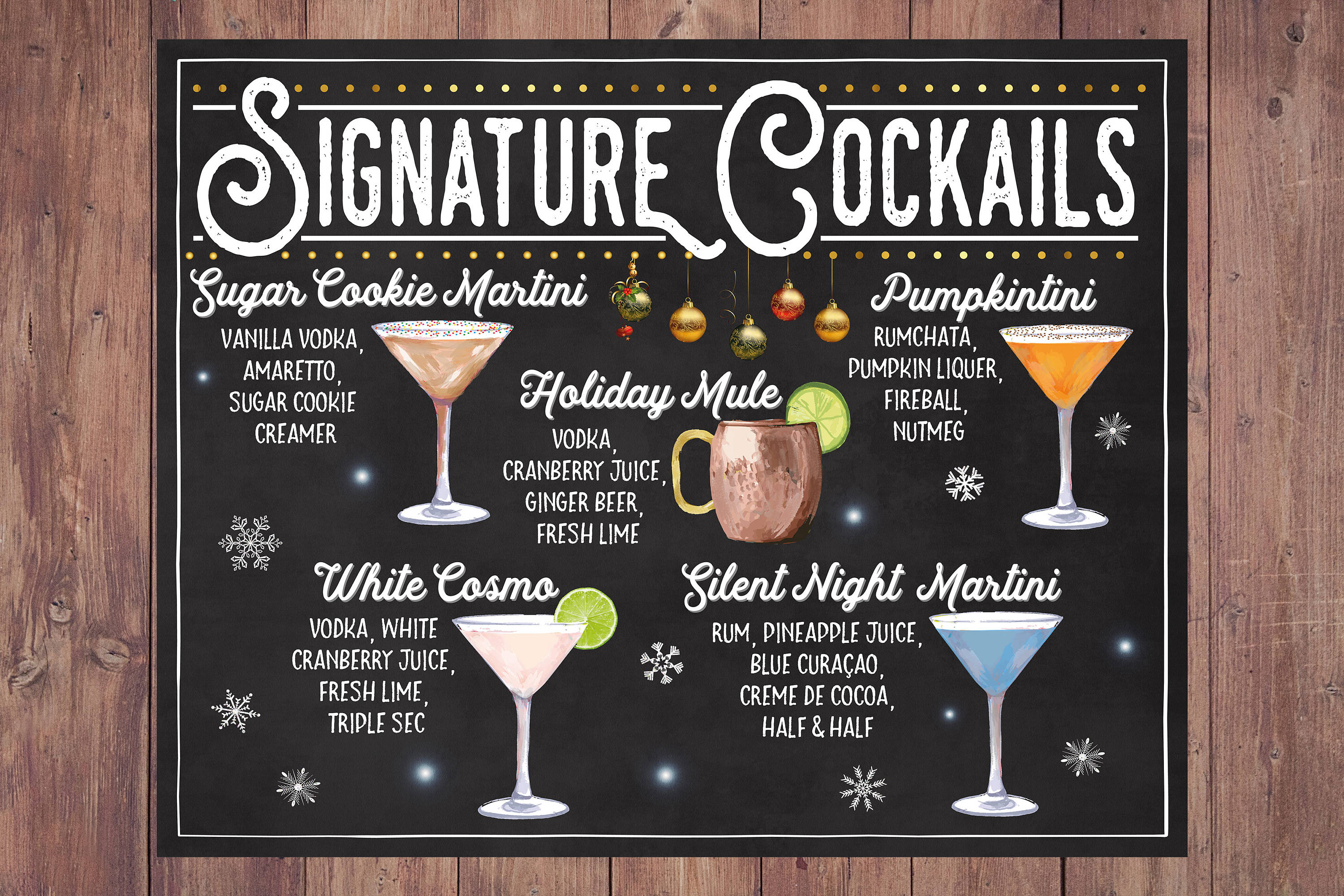 Personalized Bar Sign Chalkboard Christmas Party signs Etsy