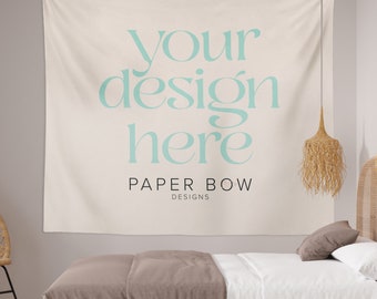 Boho Bedroom Tapestry Mockup, File Photoshop, PSD Mockup, Venditore di arazzi