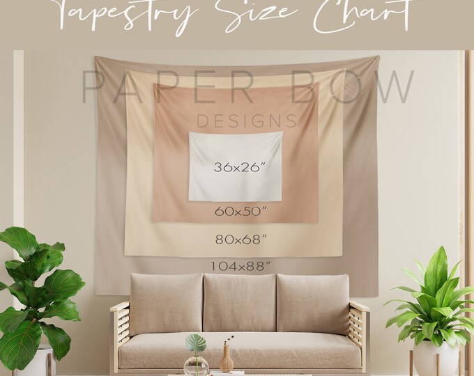 Tapestry Size Chart, Product and Size Info, Digital Download, Enhance