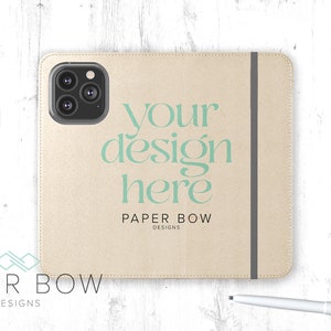 Maqueta de caja de teléfono con billetera de cuero sintético Objeto inteligente, archivo de Photoshop, maqueta PSD, maqueta editable para tienda en línea Foto de producto estético