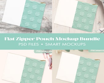 Flat Accessory Pouch Mockup Bundle, Accessory Pouch Mockup, T-Bottom Cosmetics Case Mock Up For online store