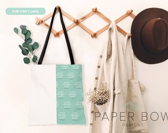 Tote Bag Mockup, All Over Print Canvas Tote Mock up, Canva Editable Tote Bag Mock up, Transparent PNG File