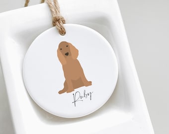 Personalised Dog Pet Ceramic Hanging Ornament - Cocker Spaniel Dog Gifts - Dog Gifts - Gift for Dog Owners/Lovers - Dog Keepsake for Owners