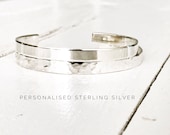 Sterling Silver Personalised Cuff Bracelet Personalised Cuff Bracelet Inspirational Jewellery Sterling Silver Bangle by Glam and Co