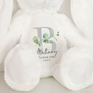Conejito personalizado, regalo para niña de las flores, juguete de peluche personalizado, osito con tu nombre, juguete de peluche, regalo de propuesta para niña de las flores