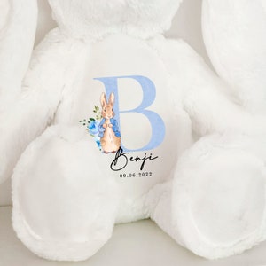Personalised Bunny Rabbit, New Baby Boy Gift, Personalised Plush Soft Toy, Your Name Teddy, Cuddly Toy, Girls & Boys Teddy Baby Shower Gift