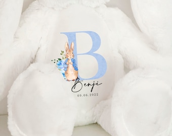 Lapin personnalisé, nouveau cadeau pour bébé garçon, peluche personnalisée, nounours prénom, doudou, cadeau baby shower fille et garçon