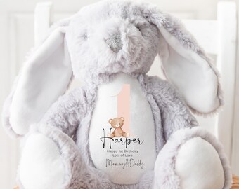 Personalised Bunny Rabbit, 1st Birthday Gift, Personalised First Birthday Gift, Your Name Teddy, Girls and Boys Birthday Gifts, Keepsake