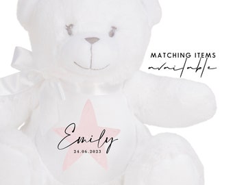 Nouveau cadeau pour bébé fille, nounours personnalisé lapin, peluche personnalisée, nounours prénom, nounours filles et garçons cadeau baby shower