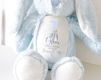 Personalised Bunny Rabbit, 1st Birthday Gift, Personalised First Birthday Gift, Your Name Teddy, Girls and Boys Birthday Gifts, Keepsake