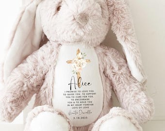God Daughter Gift Bunny Teddy Christening, Personalised Gifts for God Daughter, Gifts for God Son, Christening Gifts, Baptism Gift Keepsake