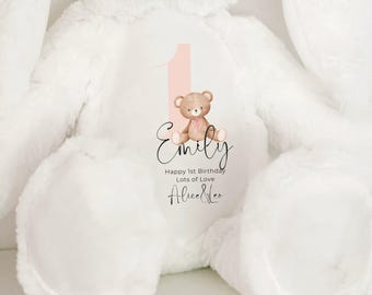 Personalised Teddy First Birthday Gift for Girls, Personalised 1st Birthday Gift, Happy 1st Birthday, Birthday Gifts for Boys and Girls