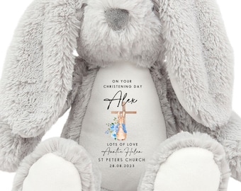 Personalised Christening Bunny, Personalised Christening Teddy, Your Christening Day Gift, Custom Name Teddy, Gifts for Girls,Gifts for Boys