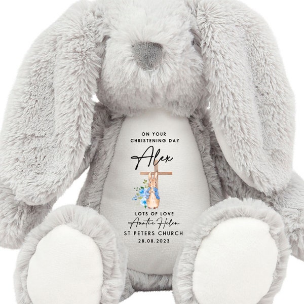 Personalised Christening Bunny, Personalised Christening Teddy, Your Christening Day Gift, Custom Name Teddy, Gifts for Girls,Gifts for Boys