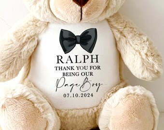 Page Boy Personalised Teddy Gift, Gifts for Page Boys, Page Boy Thank You Gift, Thank you for being our Page Boy, Page Boy Proposal Keepsake