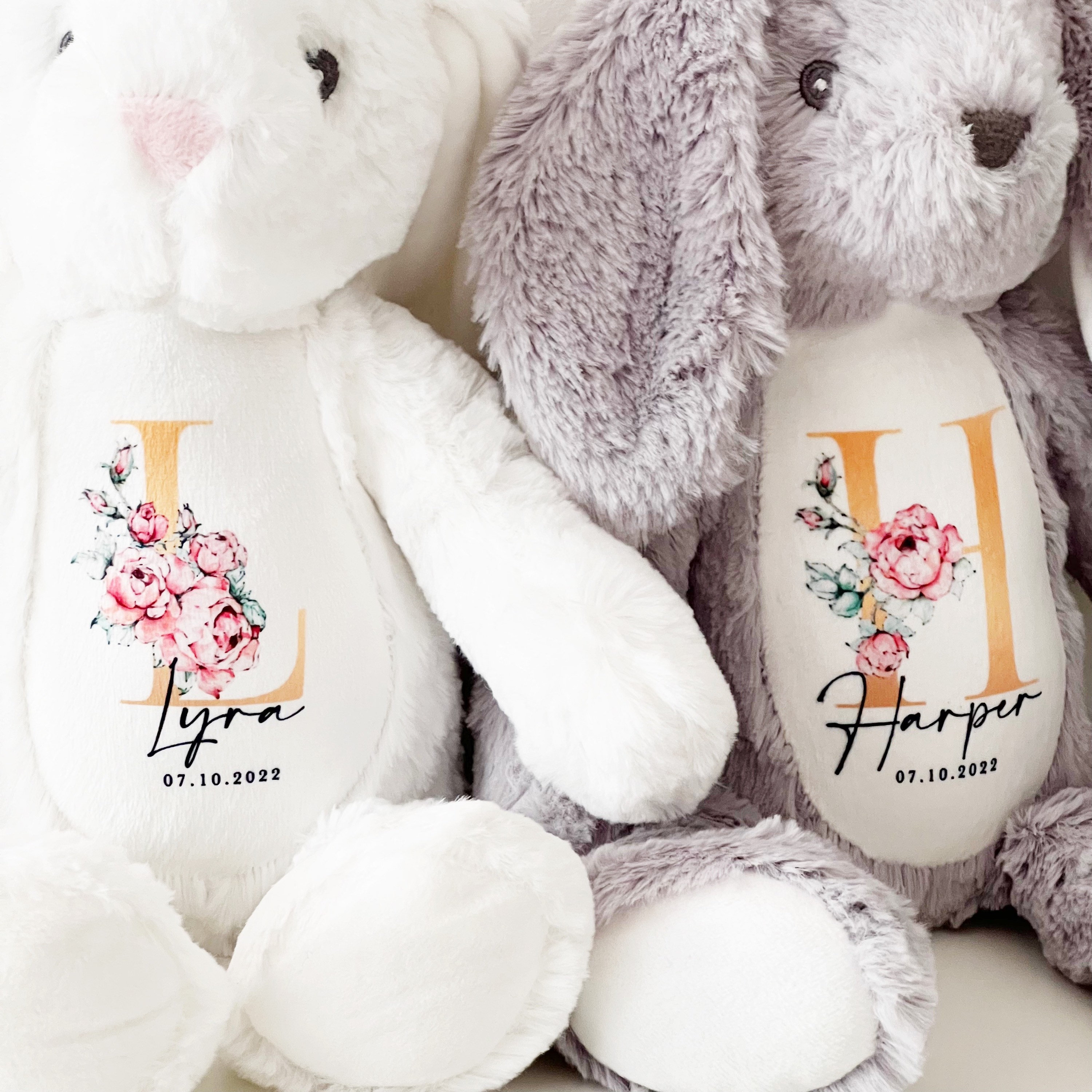 Personalised Bunny Rabbit, New Baby Gift, Personalised Plush Soft Toy, Your Name Teddy, Cuddly Toy, Girls and Boys Teddy Baby Shower Gift