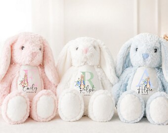 Personalised Bunny Rabbit,  Peter Rabbit New Baby Gift, Personalised Plush Soft Toy, Peter Rabbit Toy, Girls and Boys Teddy Baby Shower