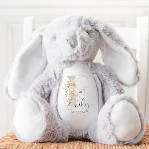 Neutral Rabbit Stuff For Rabbits Personalised Bunny Rabbit, Neutral New Baby Gift, Personalised Neutral ...