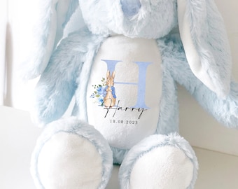 Personalised Bunny Rabbit, New Baby Boy Gift, Personalised Plush Soft Toy, Your Name Teddy, Cuddly Toy, Girls & Boys Teddy Baby Shower Gift