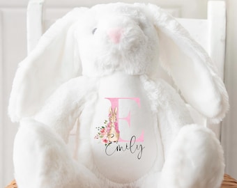 Personalised Bunny Rabbit, Pink Peter Rabbit New Baby Gift, Personalised Plush Soft Toy, Peter Rabbit Toy, Girls and Boys Teddy Baby Shower